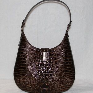 BRAHMIN Fallon Shoulder Bag Chocolate Melbourne Leather Tote Bag Purse
